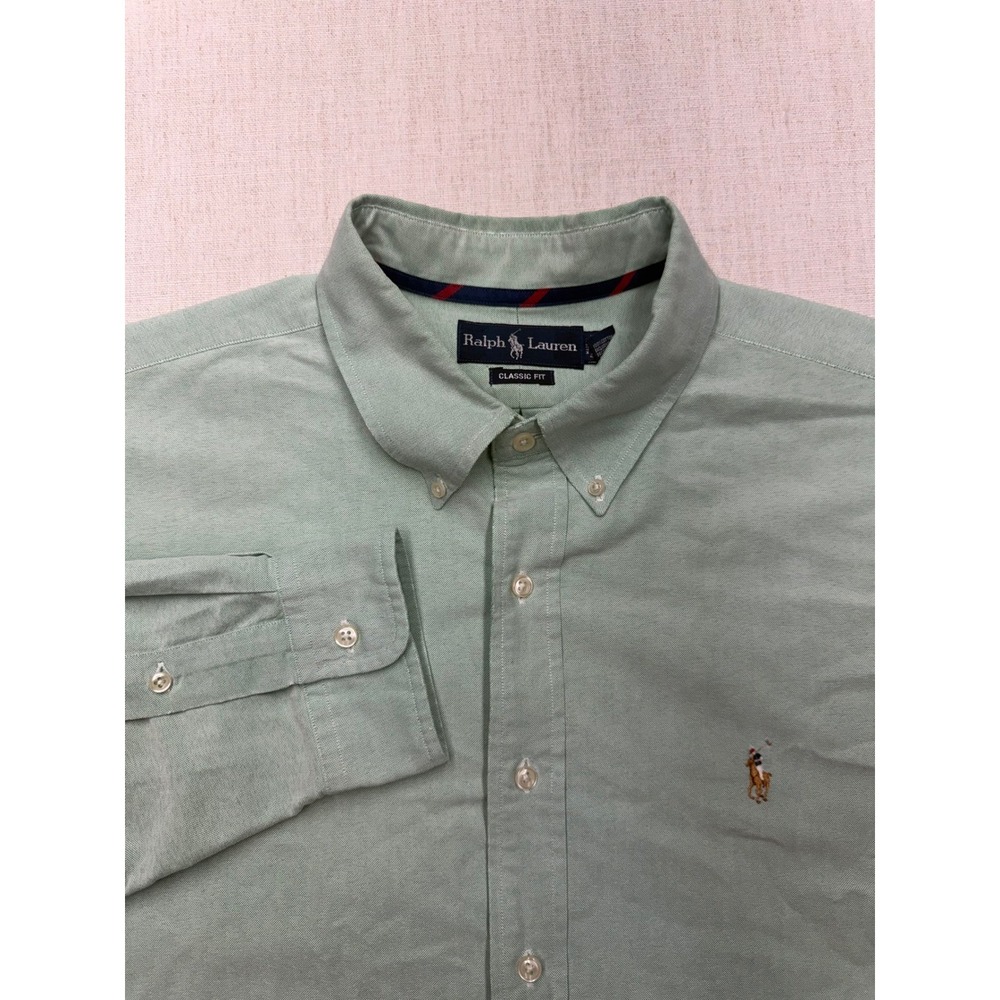 Ralph Lauren Classic Fit Mint Green Oxford Button Down Flesh Pony Shirt Mens XXL